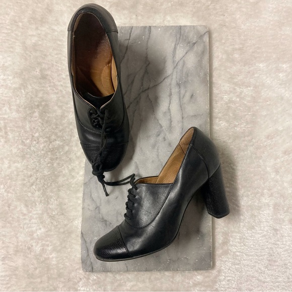 Clarks Shoes Clarks X Indigo Black Lace Upoxford Heels Leather Sz